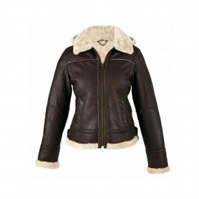  Dark Brown Women Genuine Shearling Leather Jacket